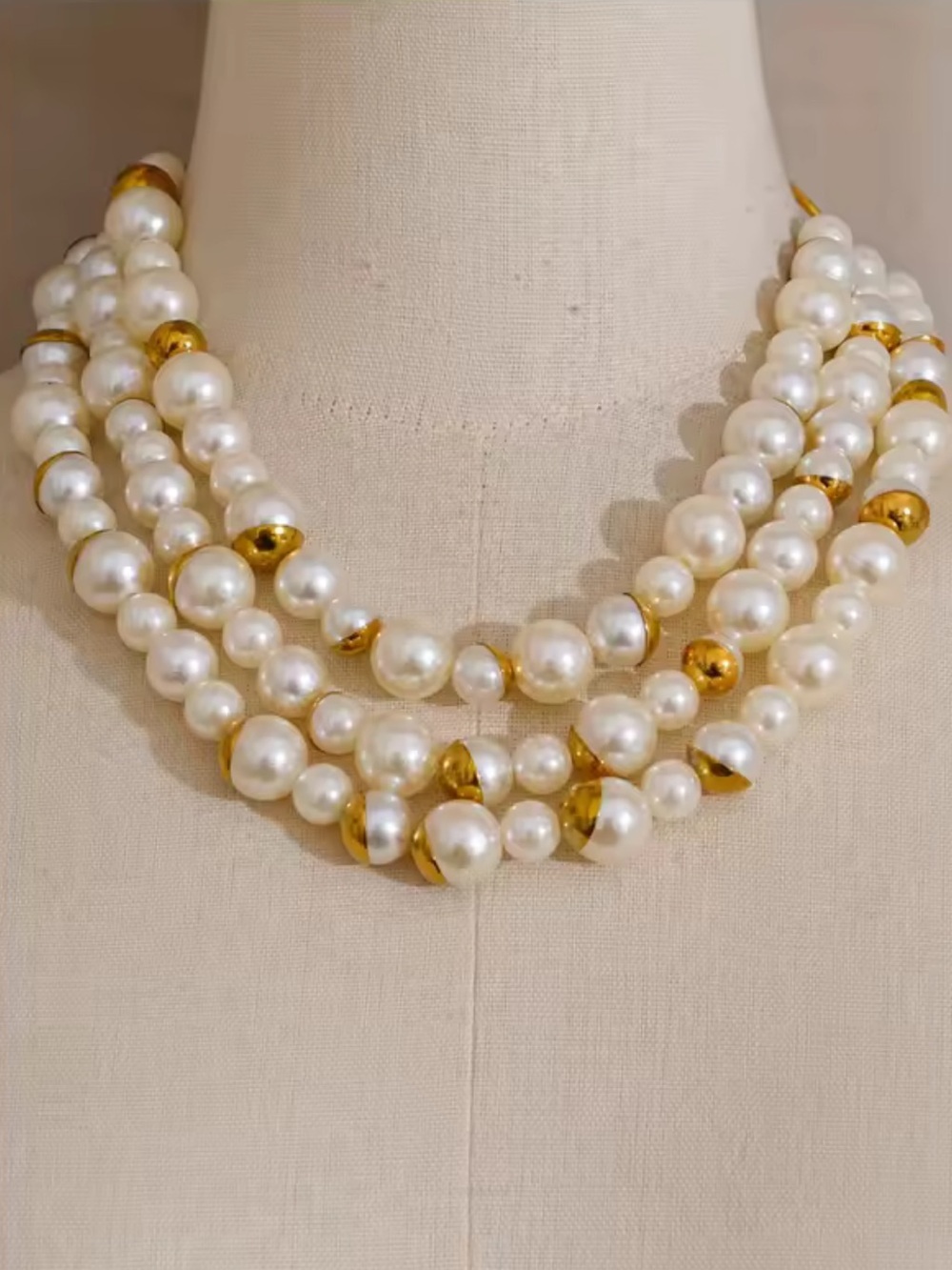 White Multi-Strand Pearl Collar Necklace